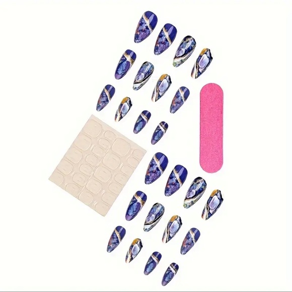 Press-On Nails, NIB, Purple & Gold - Picture 7 of 9